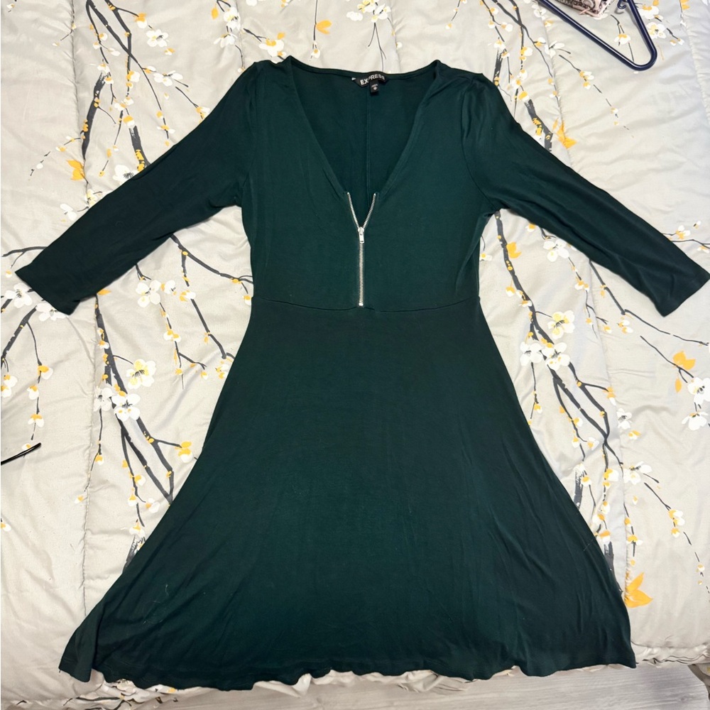 Express Dark Green Dress with Zipper
